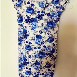 Bodycon BOOHOO Blue Floral Flattering Dress